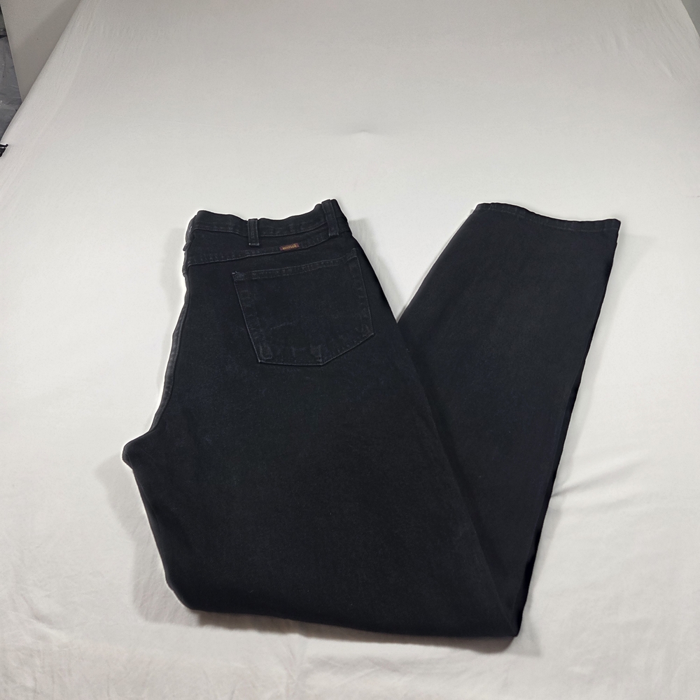 Rustler Jeans Bootcut Western Casual  Men Classic Black Cotton Pants 36-34